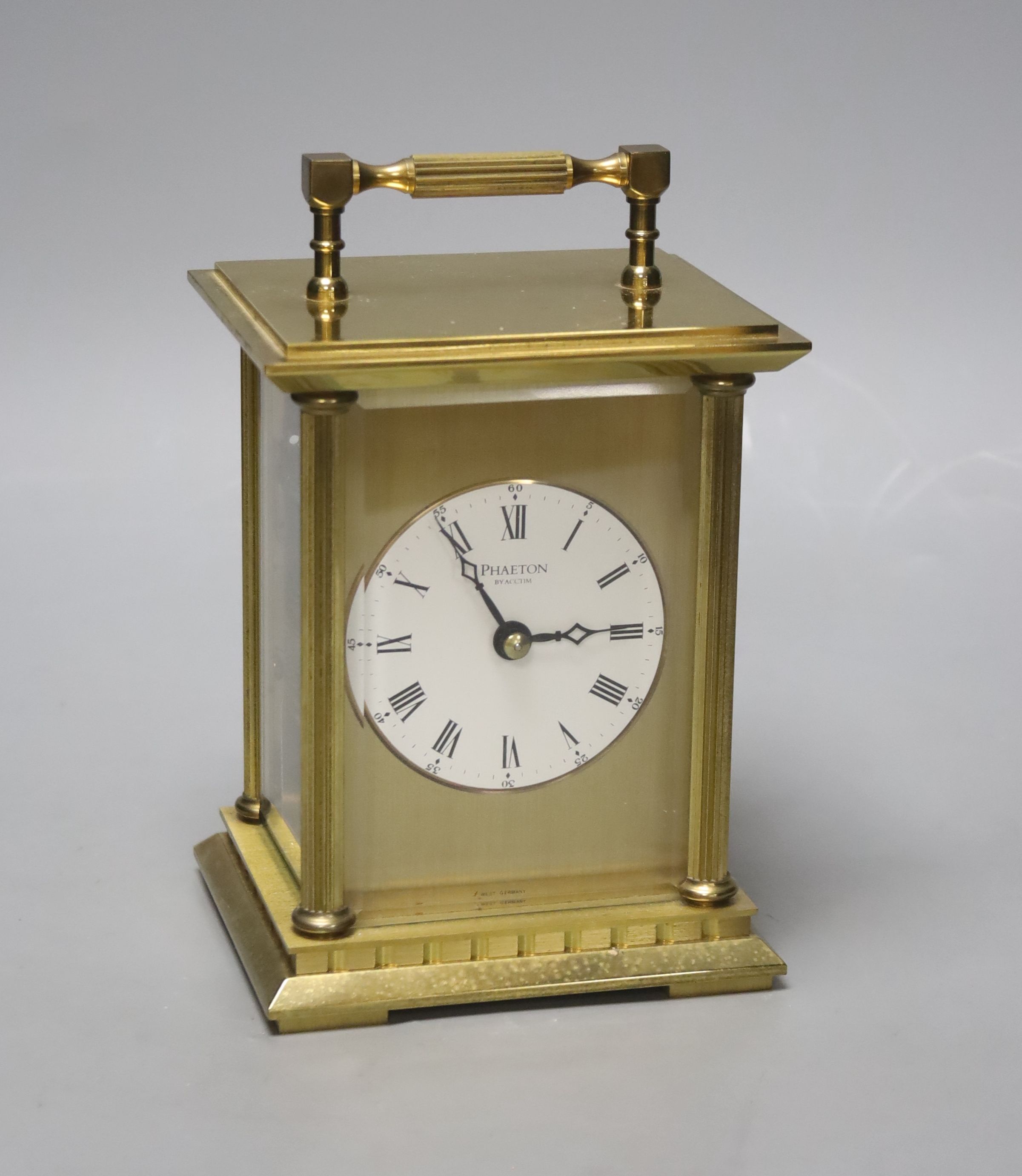A Phaeton by Acctim brass carriage clock, height 19cm